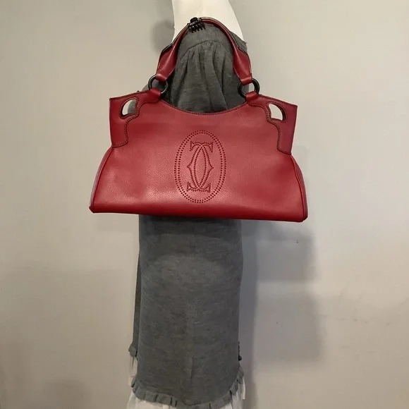 📛SOLD ON E..Y📛 🛍 CLASSIC CARTIER Burgundy Leather Marcello de Cartier Handbag - Picture 10 of 15